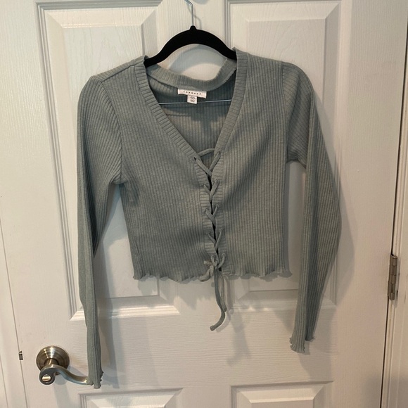 Topshop Tops - TopShop Tie Front long Sleeve Top